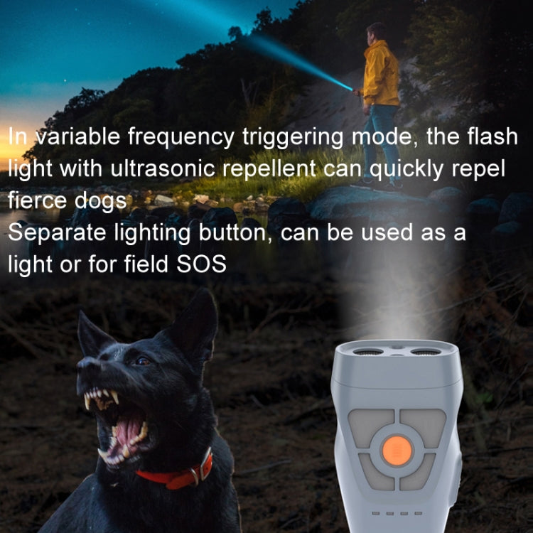 Dual Ultrasonic Repeller Pet Stop Barker With Mobile Power Supply Flashing Lighting Horn Function