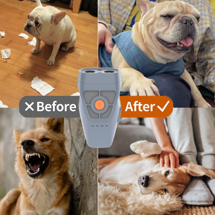 Dual Ultrasonic Repeller Pet Stop Barker With Mobile Power Supply Flashing Lighting Horn Function