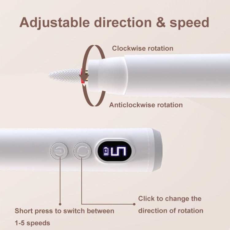 HX-10 LED Digital Display Multifunctional Nail Polisher Polishing and Exfoliating Manicure Tools
