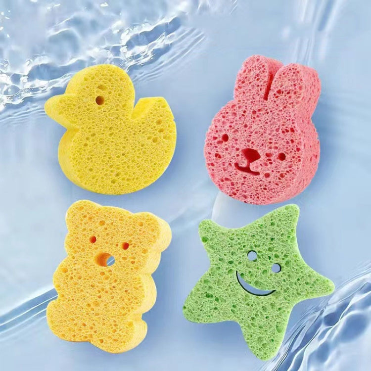 Baby Bathing Wood Pulp Sponge Cute Cartoon Soft Bath Sponge Bath Scrubber
