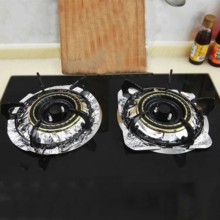 10pcs /Pack Gas Stove Oil-Proof Pad Cooktop Tinfoil Circle Kitchen Aluminum Foil Cleaning Mat