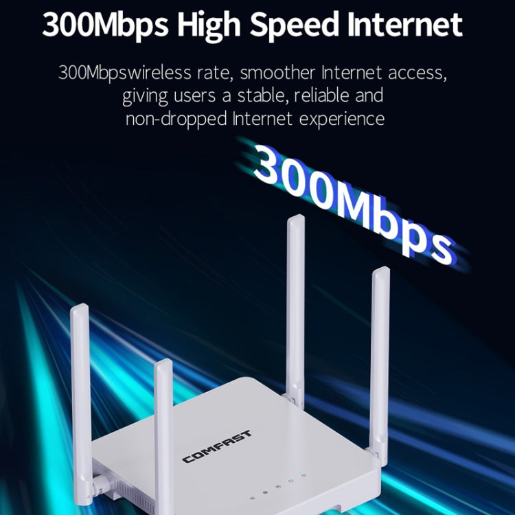COMFAST CF-N1 V2  300Mbps WIFI4 Wireless Router With 1 Wan + 4 Lan RJ45 Ports