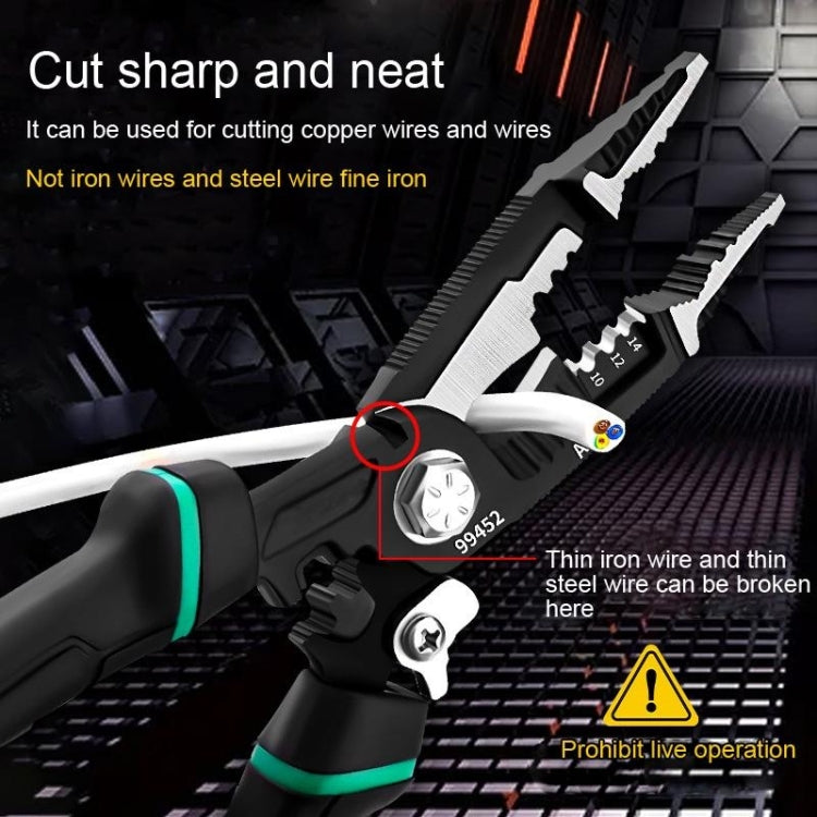 TUOSEN 9-in-1 Multifunctional Wire Stripper with Pointed Nose Cable Cutting and Crimping Tool