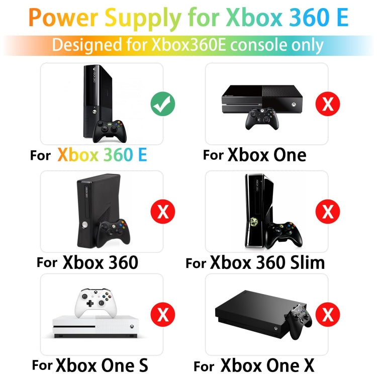 For Microsoft Xbox 360 E Console Power Supply Charger 135W 100-240V 2A AC Adapter