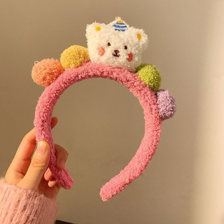 Cartoon Bear Hair Bands Plush Headdress Versatile Hairball Hair Accessories