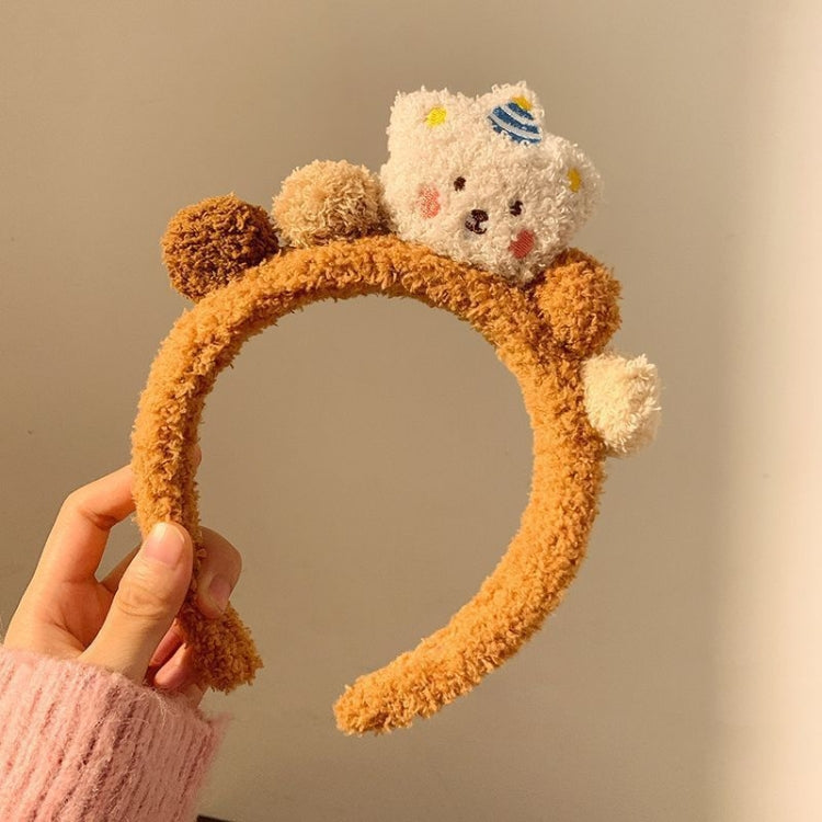Cartoon Bear Hair Bands Plush Headdress Versatile Hairball Hair Accessories