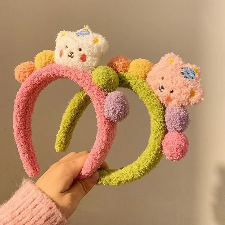 Cartoon Bear Hair Bands Plush Headdress Versatile Hairball Hair Accessories