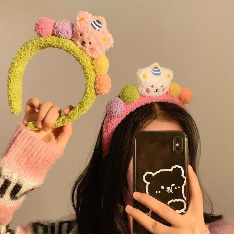 Cartoon Bear Hair Bands Plush Headdress Versatile Hairball Hair Accessories
