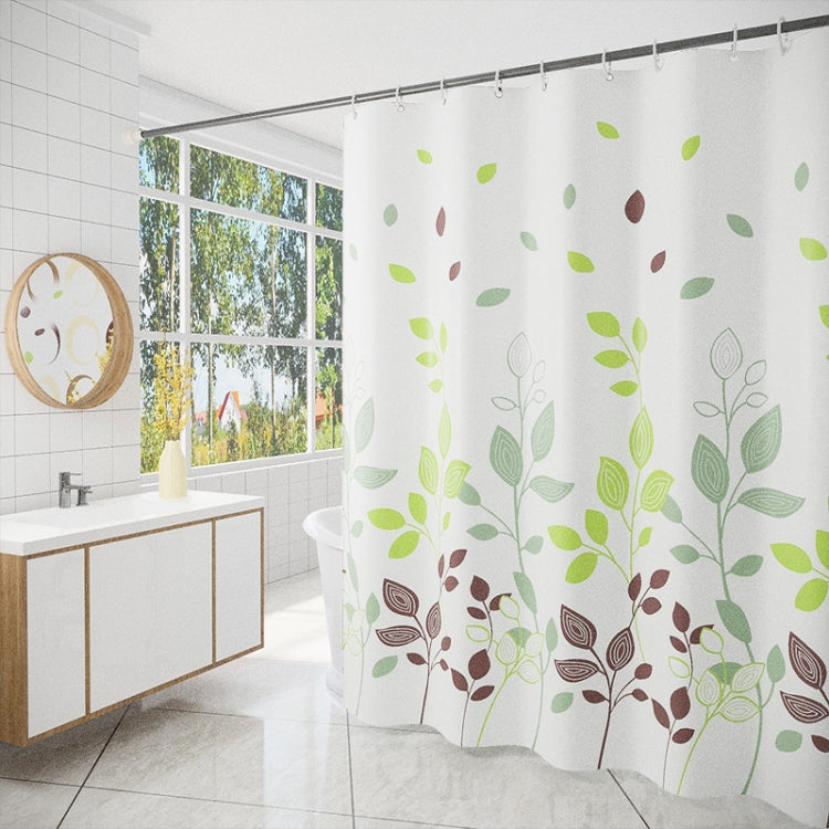 Leaf Printed Waterproof Shower Curtain Thickened Polyester Bathroom Curtain Cloth