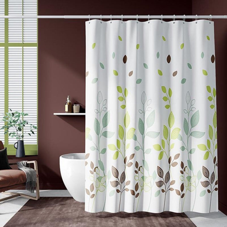 Leaf Printed Waterproof Shower Curtain Thickened Polyester Bathroom Curtain Cloth