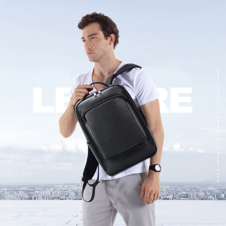 Bopai 61-123311 Large-Capacity First-Layer Cowhide Business Laptop Backpack