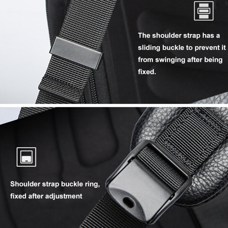 Bopai 61-123291 Large-capacity First-layer Cowhide Laptop Backpack with USB+Type-C Port