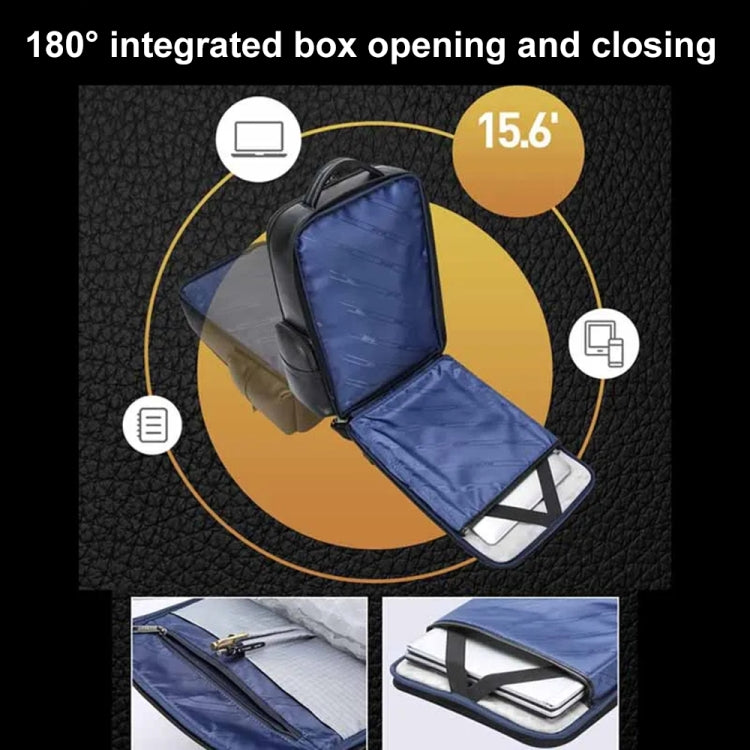 Bopai 61-123291 Large-capacity First-layer Cowhide Laptop Backpack with USB+Type-C Port