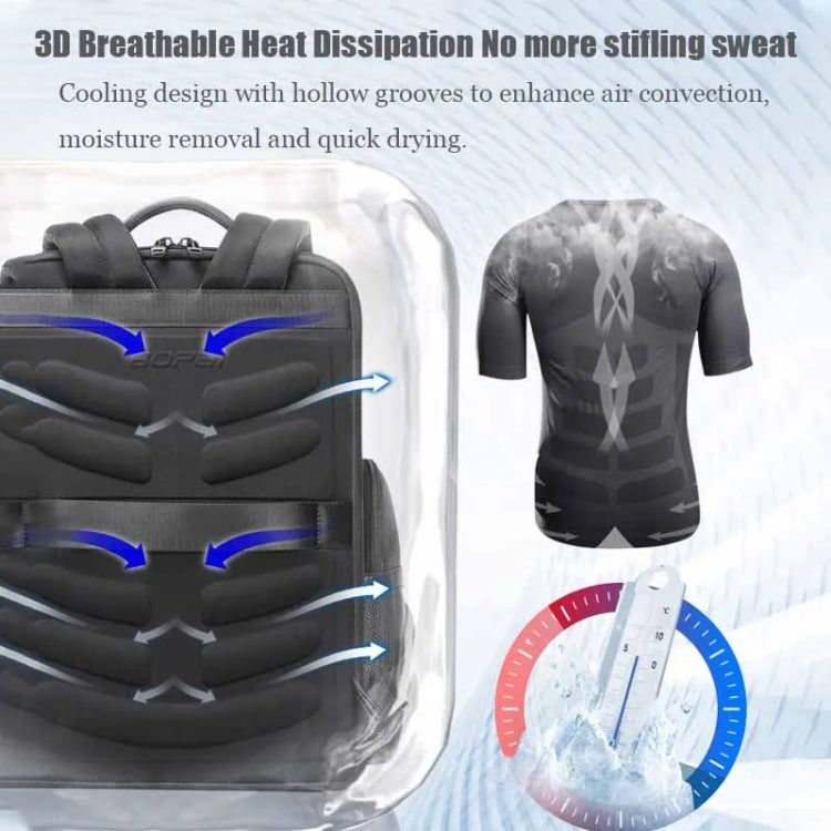 Bopai 61-123291 Large-capacity First-layer Cowhide Laptop Backpack with USB+Type-C Port