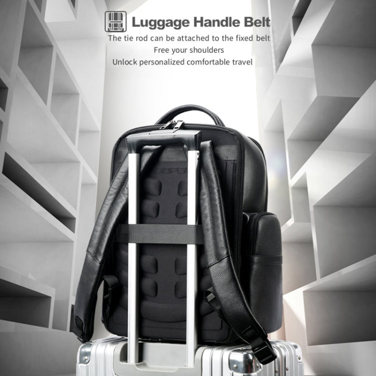 Bopai 61-123291 Large-capacity First-layer Cowhide Laptop Backpack with USB+Type-C Port