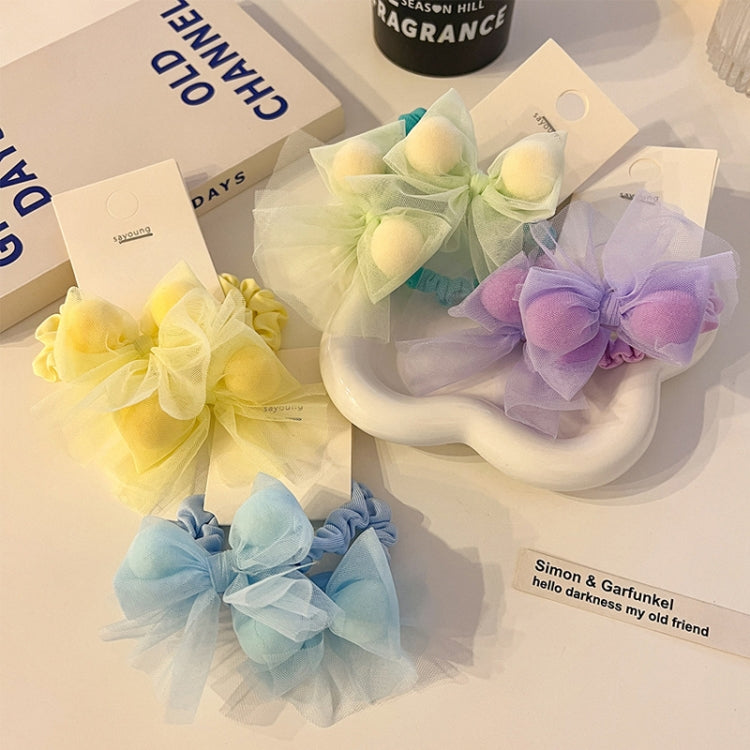 1pair Children Mesh Ball Butterfly Ribbon Hair Bands Ponytail Rubber Band Headband Hair Accessories