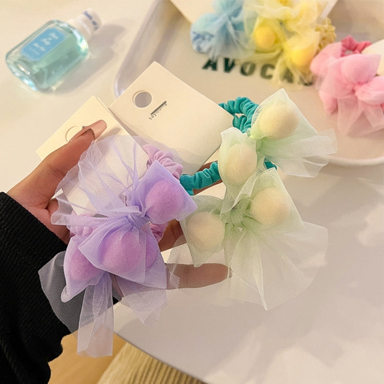 1pair Children Mesh Ball Butterfly Ribbon Hair Bands Ponytail Rubber Band Headband Hair Accessories