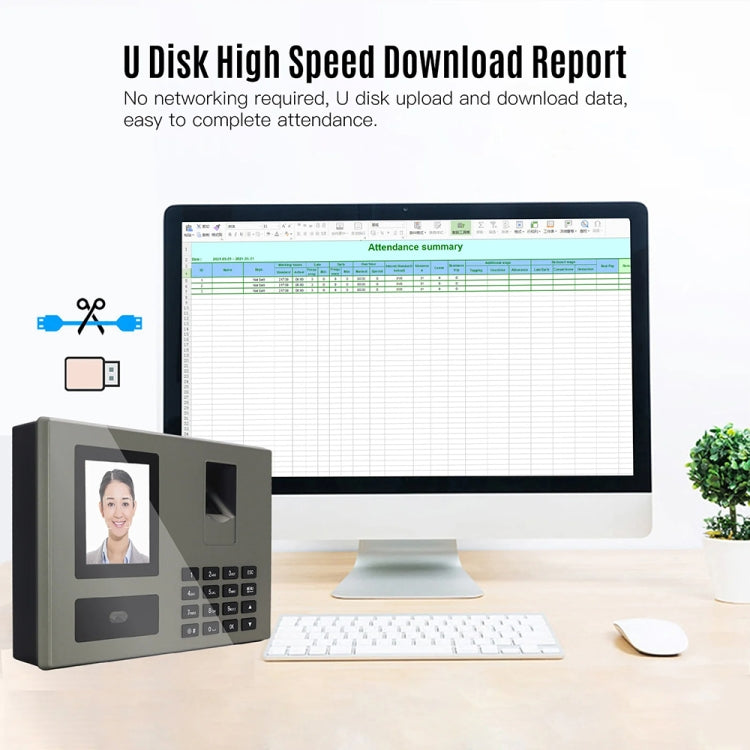 FA03 Intelligent Voice Prompt Face Recognition Fingerprint Attendance Machine