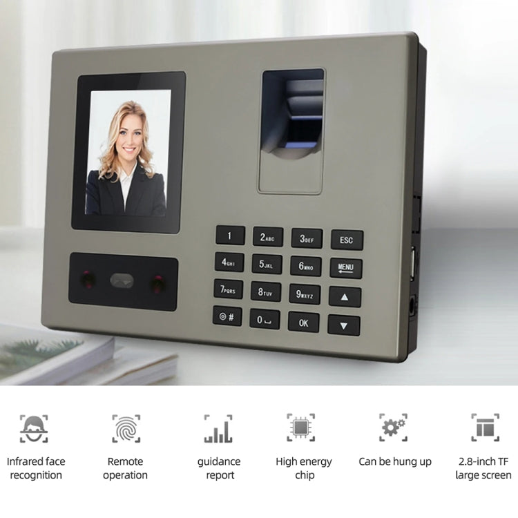 FA03 Intelligent Voice Prompt Face Recognition Fingerprint Attendance Machine