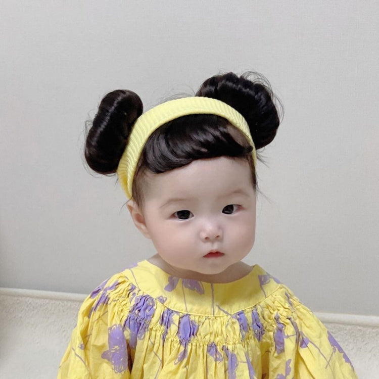 Children Cute Bud Dual Bun Hair Wig Baby Versatile Headdress Bangs Hair Bands