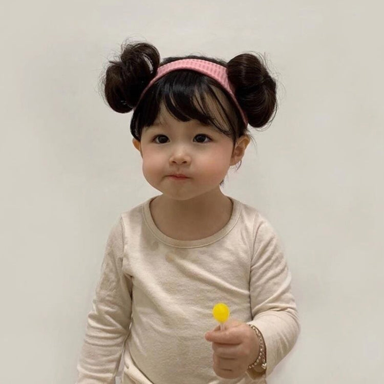 Children Cute Bud Dual Bun Hair Wig Baby Versatile Headdress Bangs Hair Bands