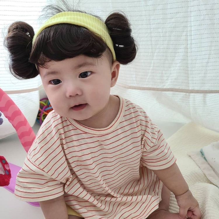 Children Cute Bud Dual Bun Hair Wig Baby Versatile Headdress Bangs Hair Bands