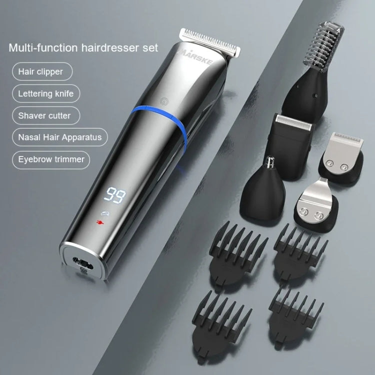 MARSKE 6 In 1 Hair Clipper Grooming Set Rechargeable Razor Carving Nose Hair Trimmer