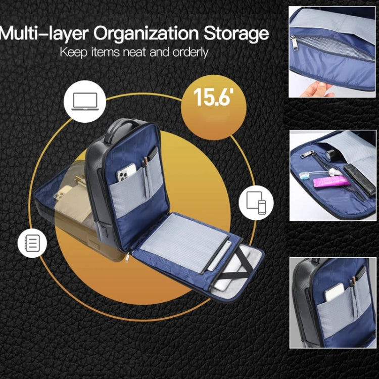 Bopai Large-Capacity Waterproof Business Laptop Backpack With USB+Type-C Port