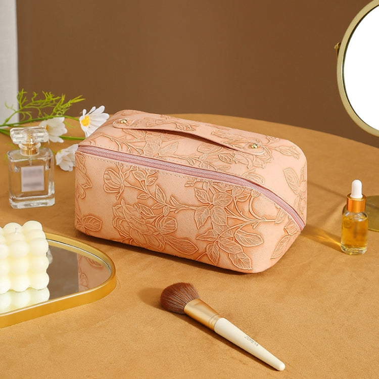 Retro PU Leather Cosmetic Bag Travel Toiletries Storage Bag