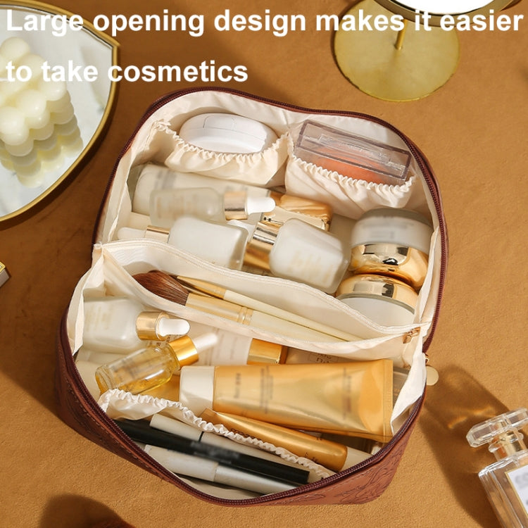 Retro PU Leather Cosmetic Bag Travel Toiletries Storage Bag