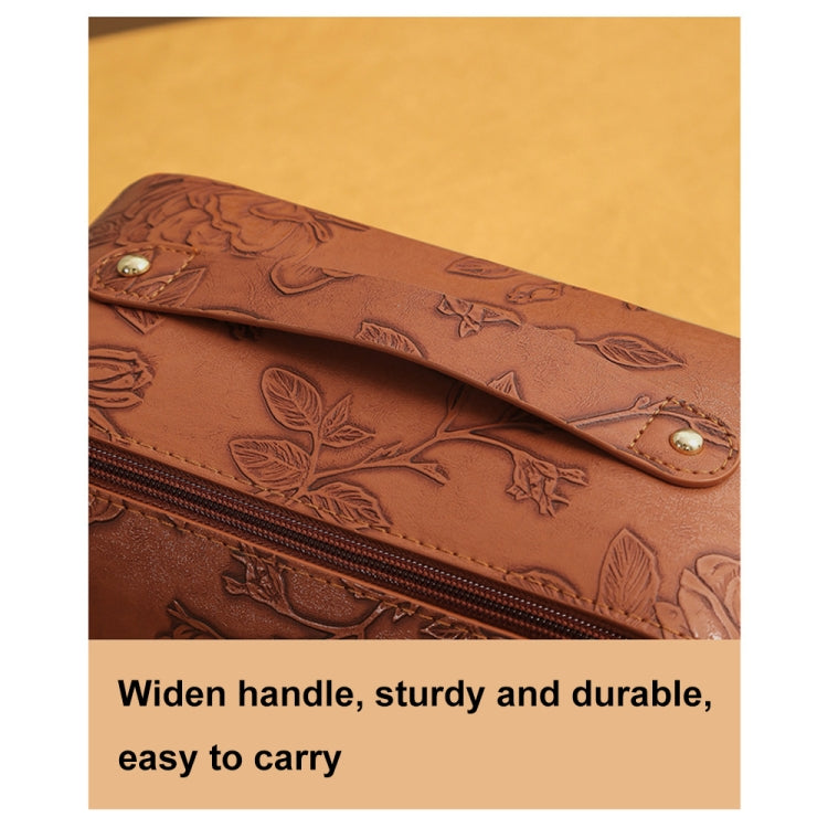 Retro PU Leather Cosmetic Bag Travel Toiletries Storage Bag