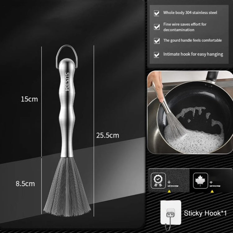 304 Thickened Lengthened Steel Wire Pot Brush Stainless Steel Cleaning Brush For Kitchen