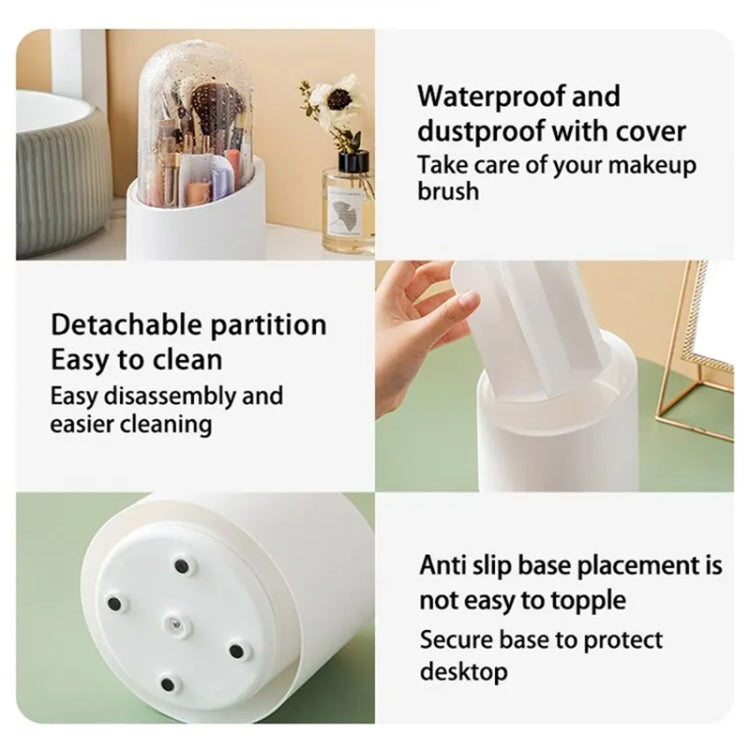 QY7155 Transparent Rotatable Dustproof Storage Bucket for Makeup Brushes