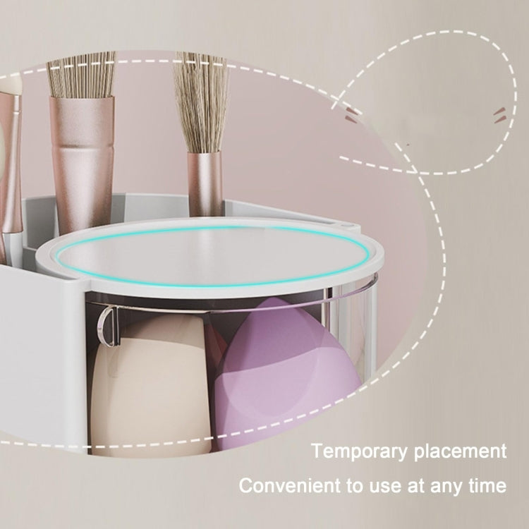 Desktop Powder Puff Storage Box Dust-proof Rotating Makeup Brush Storage Bucket