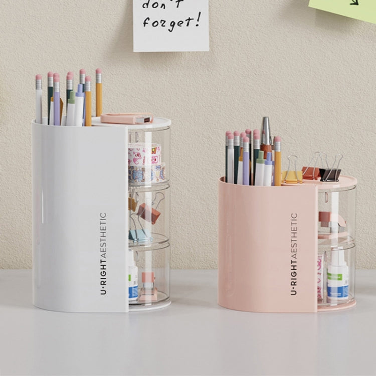 Desktop Powder Puff Storage Box Dust-proof Rotating Makeup Brush Storage Bucket