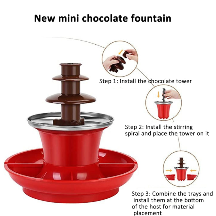 35W  3 Tier Chocolate Fountain  Mini Fondue Set with Hot Melting Pot Base