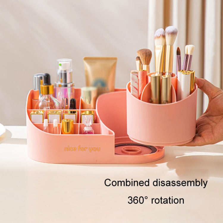 Rotating Skincare Cosmetic Storage Case Compartment Desktop Lipstick Makeup Brush Bucket