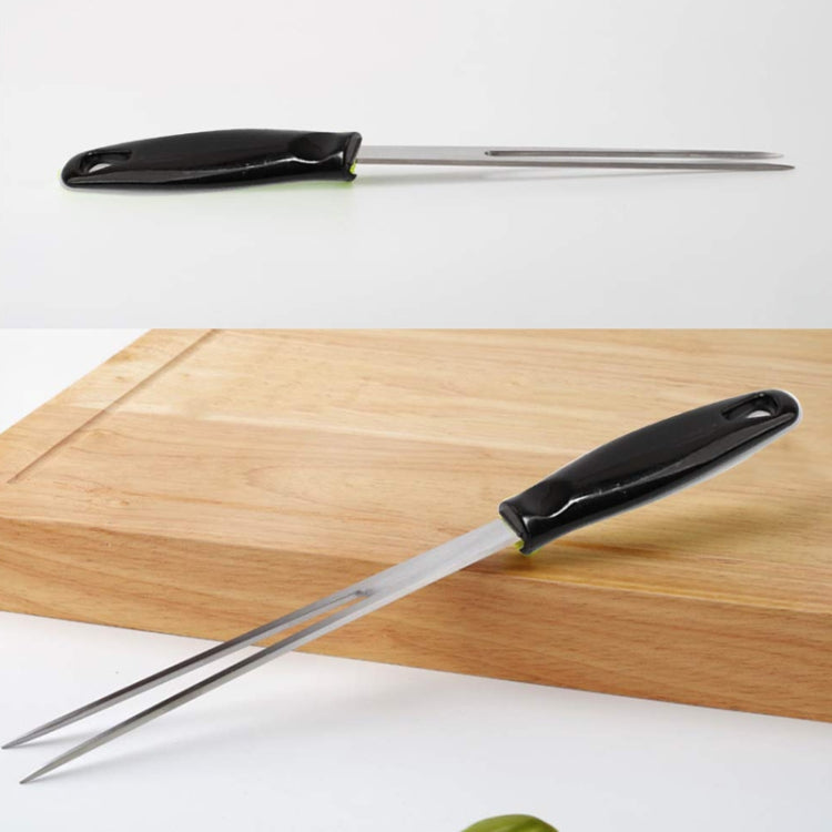 Outdoor Stainless Steel Barbecue Fork Food PP Handle Meat Spork