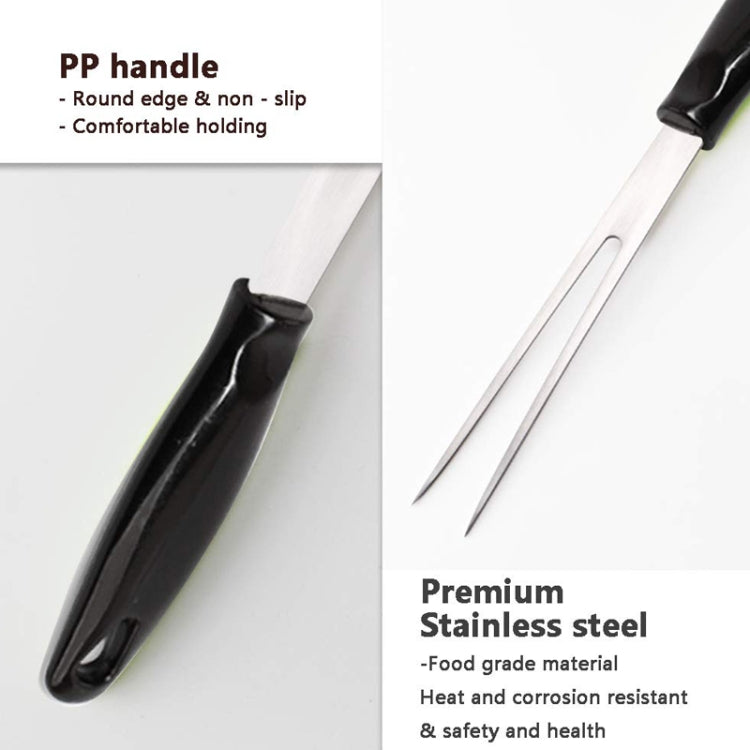 Outdoor Stainless Steel Barbecue Fork Food PP Handle Meat Spork