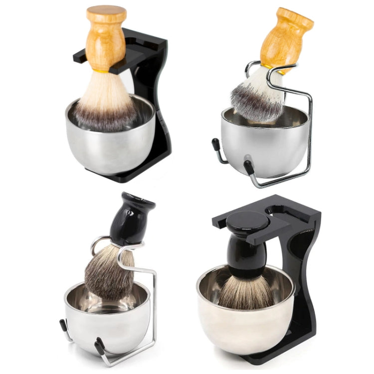 3pcs /Set Men Foam Manual Wooden Handle Beard Brush Set