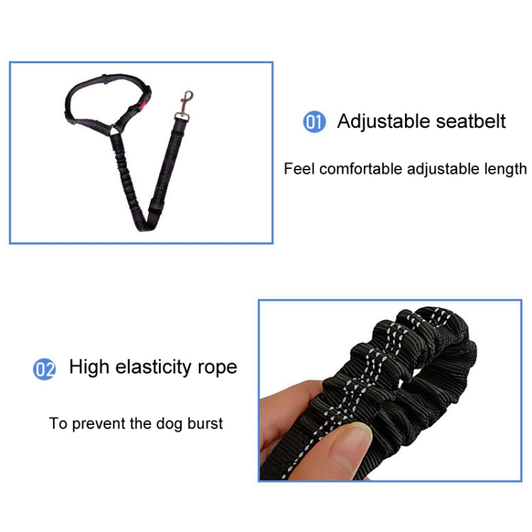 Dog Vehicle Seat Belt Rope Elastic Cushioned Towing Leash