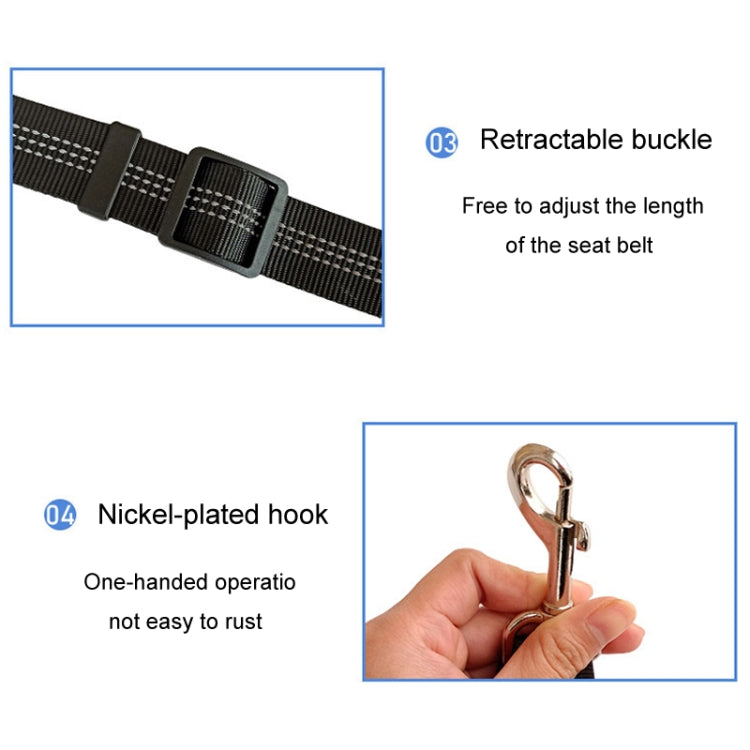 Dog Vehicle Seat Belt Rope Elastic Cushioned Towing Leash