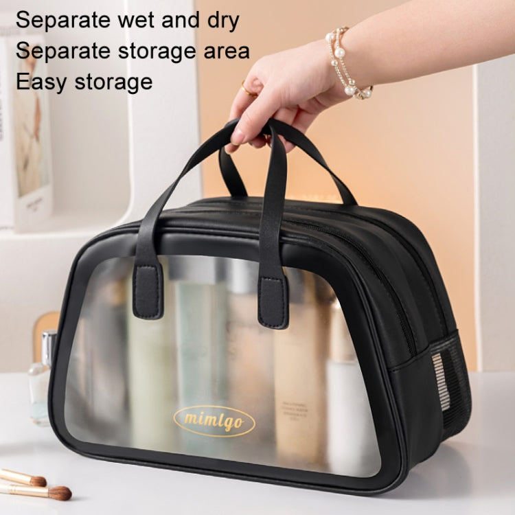 PU Dry And Wet Separation Washing Bag Double Layer Large Capacity Handheld Cosmetic Bag