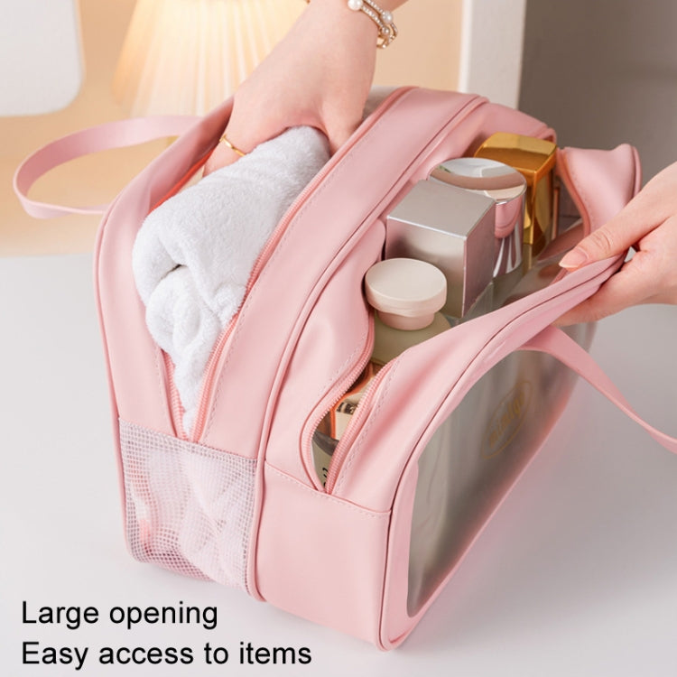 PU Dry And Wet Separation Washing Bag Double Layer Large Capacity Handheld Cosmetic Bag