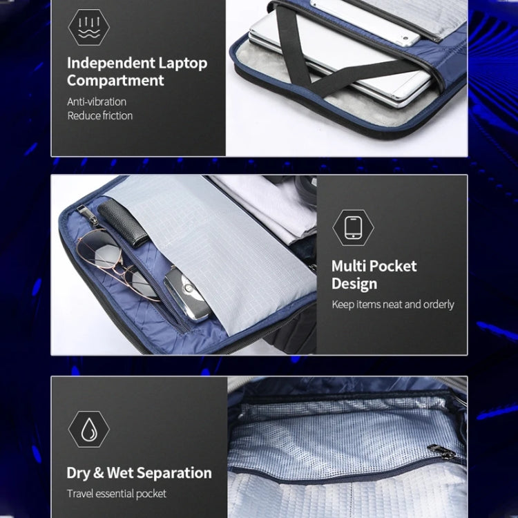 Bopai 61-121601 Large Capacity Waterproof Business Laptop Backpack With USB+Type-C Port