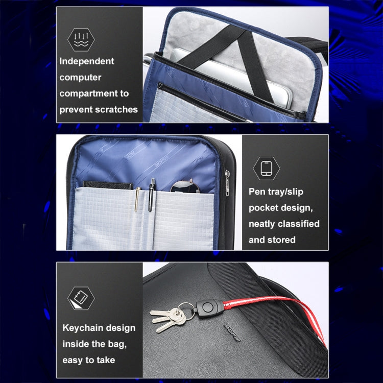Bopai 61-19011 Large Capacity Waterproof Travel Laptop Backpack With USB+Type-C Port