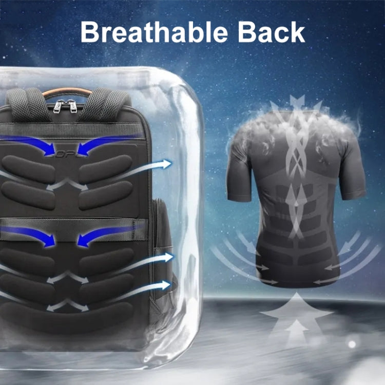 Bopai 61-91911 Large Capacity Business Waterproof Laptop Backpack With USB+Type-C Port