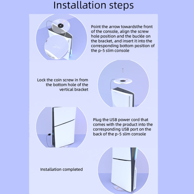 For PS5 Slim iplay HBP-575 Simple Storage Base Light Version RGB Colorful Vertical Storage Bracket