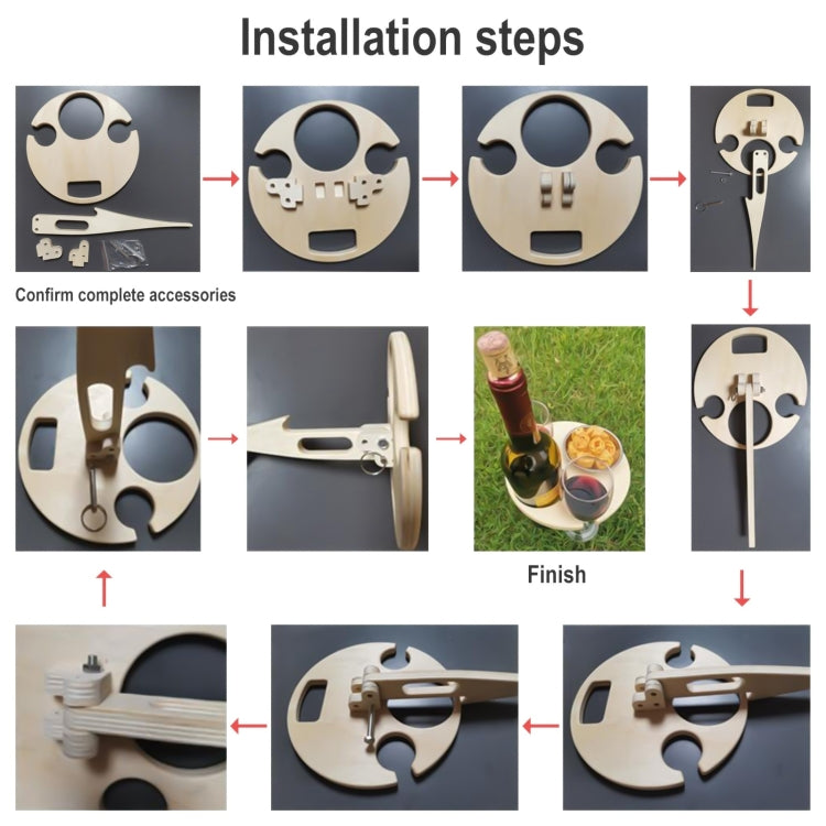 Wooden Lawn Folding Wine Table Outdoor Picnic Inserted Wine Rack Diameter 24cm