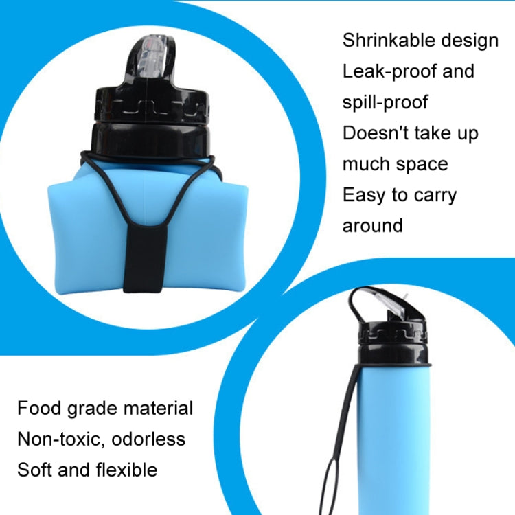 600ml Folding Silicone Riding Water Cup Portable Environmental Protection Shatterproof Silicone Water Bottle